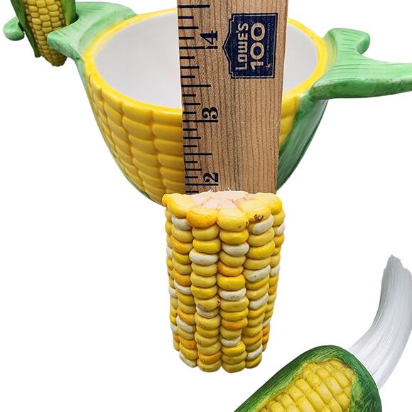 Boston Warehouse Ceramic Corn On The Cob Butter Bowl Warmer Spreader Brush Whisk - Picture 4 of 7